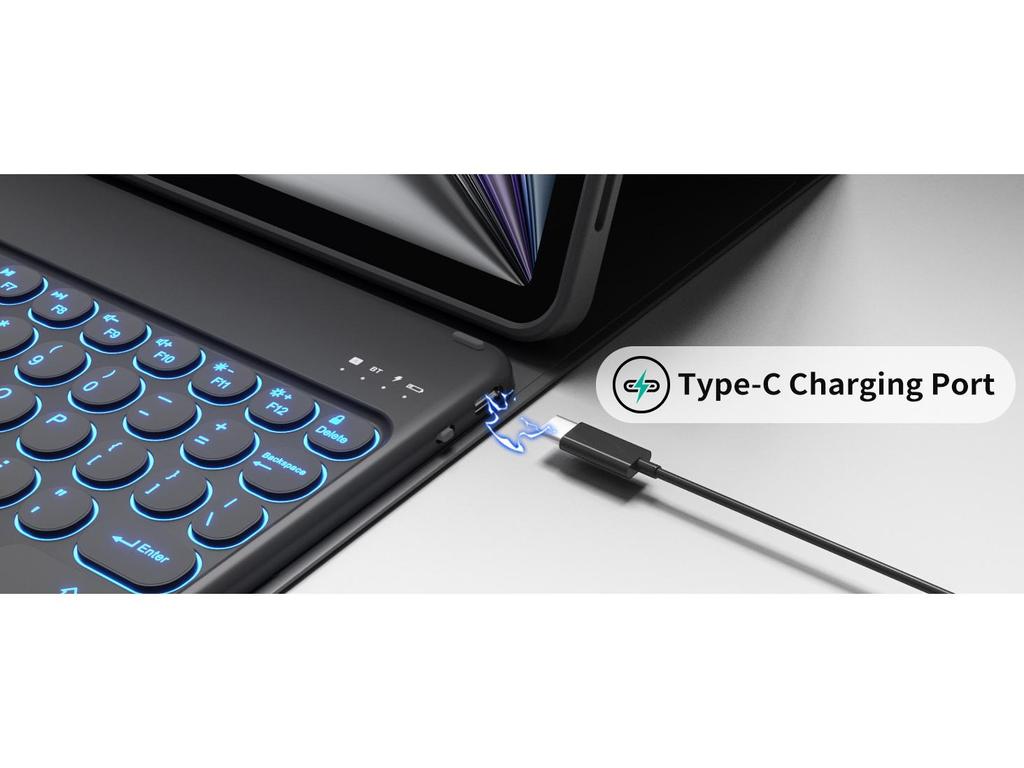 Чехол для Xiaomi Pad 8 Pro с 7-цветной подсветкой клавиатуры, слотом для стилуса и магнитным закрытием