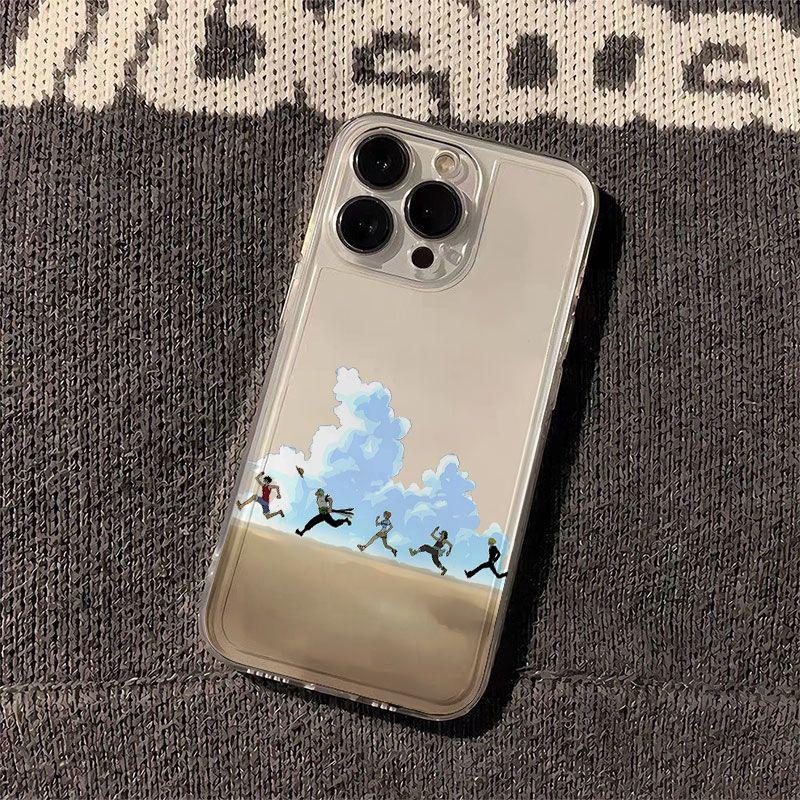 One Piece Crew Clear Phone Case, Anime Running Characters Shockproof Transparent Protective Cover For Fans