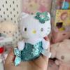 Sanrio Shiny Mermaid Hello Kitty Plush doll Keychains blink pink Kitty cat toy Pendant Anime Cartoon Mermaid Plushie Key ring