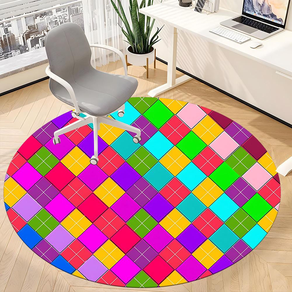 1pc Colorful PatternChair Carpet for Office, Indoor Non-Slip Washable Polyester Fiber Carpet, Mat For Office, Machine Washable