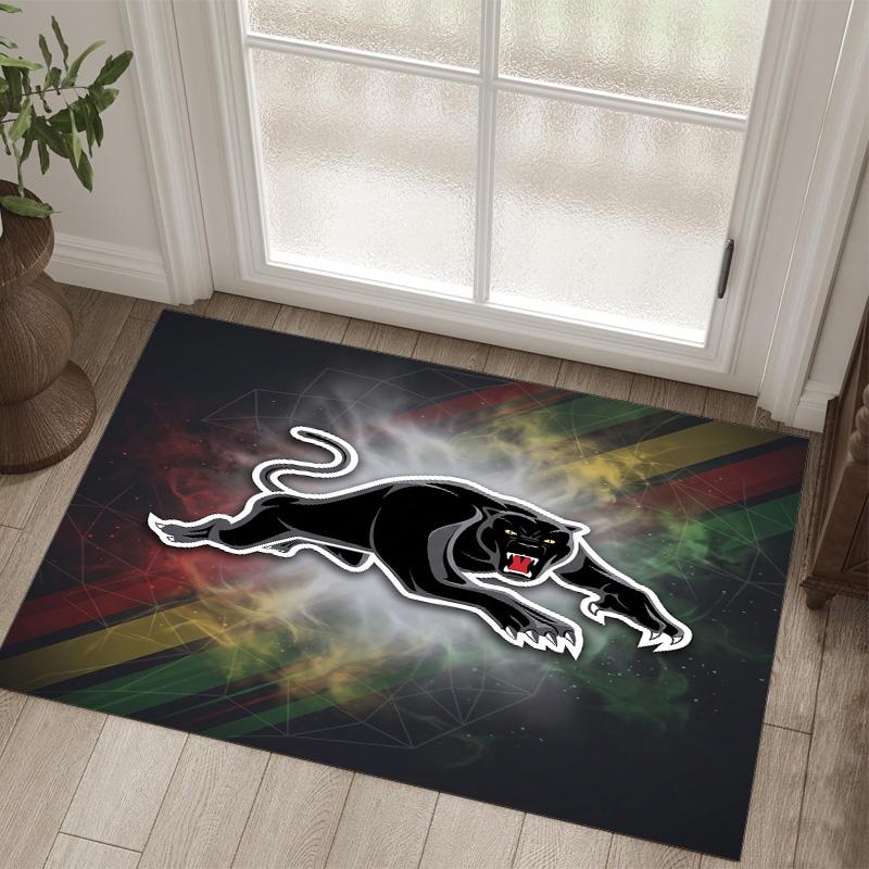 Penrith Panthers Design Crystal Velvet Carpet Cozy Non?Slip Printed Rug For Bedroom Living Room Entrance