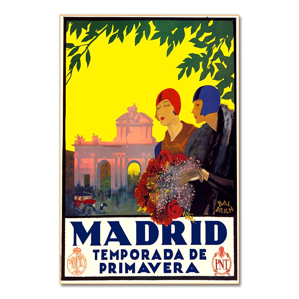 Spain Madrid San Sebastain Travel Canvas Painting Vintage Wall Kraft Posters Coated Wall Stickers Home Decorative Pictures Gift
