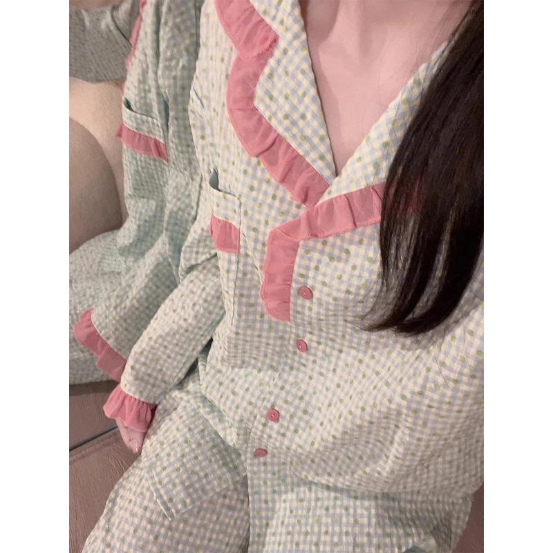 Женская пижама, новый осенне-весенний комплект с длинными рукавами, мягкая пижама с рисунком в полоску, женский домашний комплект для сна, кардиган