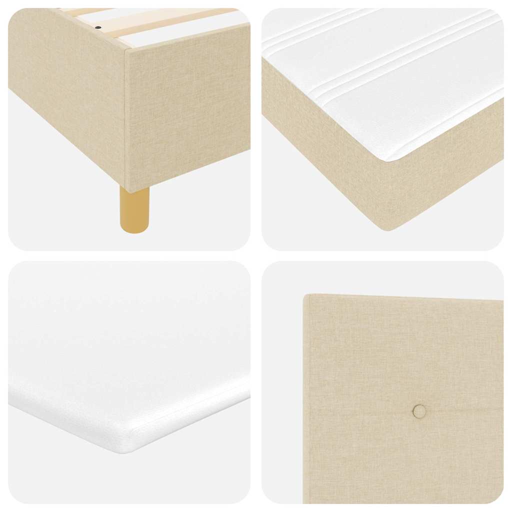 Box Spring Bed with Mattress Cream 190 x 140 cm Fabric