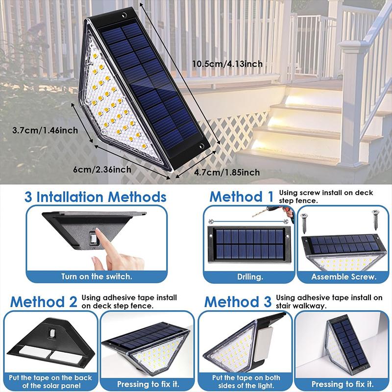 2~8PCS Solar Deck Lights Fence Lights Outdoor Step Lights Waterproof Solar Lamps for Railing Stairs Fence Yard Patio and Pathway