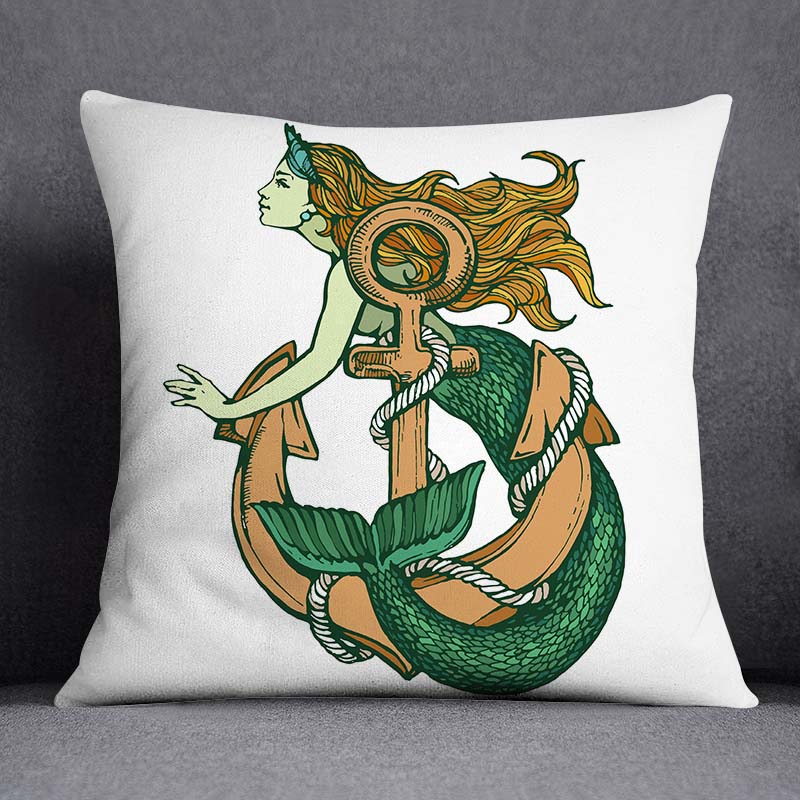 Наволочка с изображением морского животного и русалки, украшение для дома, квадратная наволочка, украшение для дома и офиса, наволочка