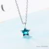 New Simple Fashion Ocean Blue Crystal Little Star Necklace For Women Girl 925 Sterling Silver Jewelry S-N246