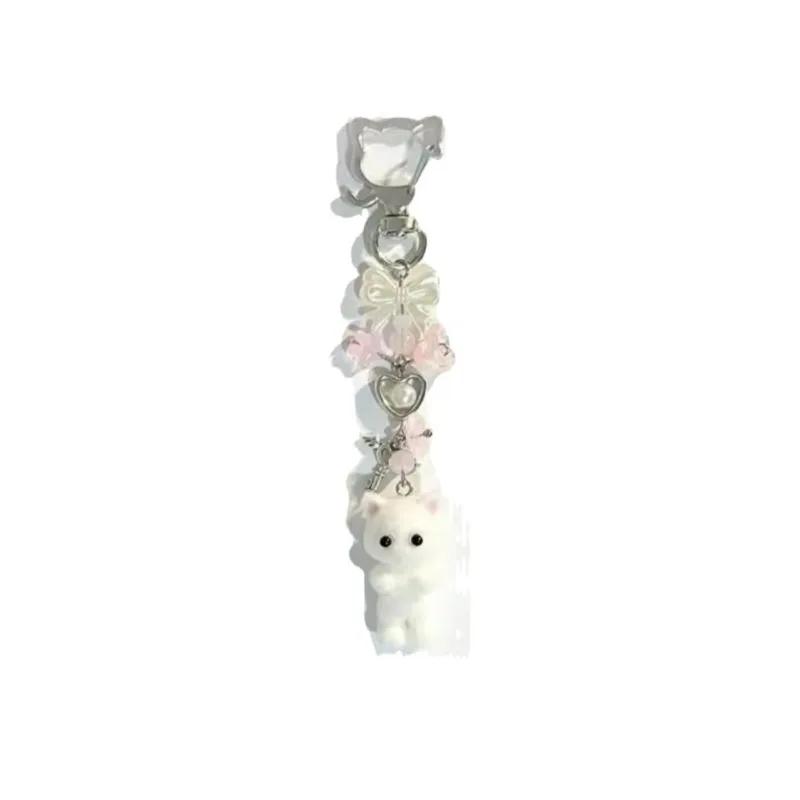 Брелок для ключей Furry Kitten Handmade Y2k Women Fashion Acrylic Animal Plush Bulb Keychain Bag Cushion Gift Keychain Accessories