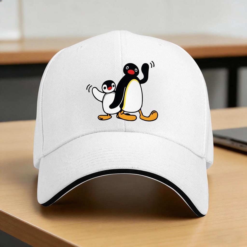 cute pingu and pinga Sun Baseball Cap Spring FeUnisex Unisex Print Hip Hop Hats Sunscreen Vintage Outdoor Sports Snapback Cap