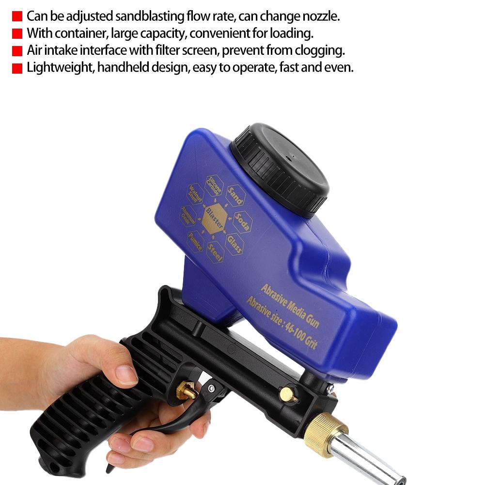 Портативный гравитационный пескоструйный пистолет с защитой от ржавчины, пескоструйный аппарат, удаление ржавчины, синий