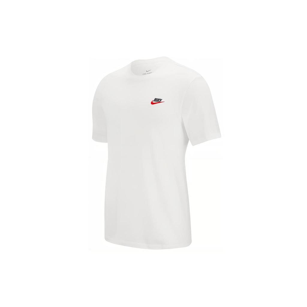 Nike Футболка мужская однотонная с круглым вырезом и коротким рукавом, вышитый логотип, белая AR4999-100
