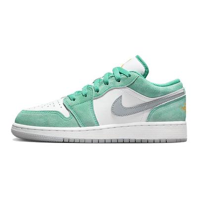 Детские кроссовки Air 1 Low SE GS New Emerald Белые светло-стальные-серые такси DO8244-301