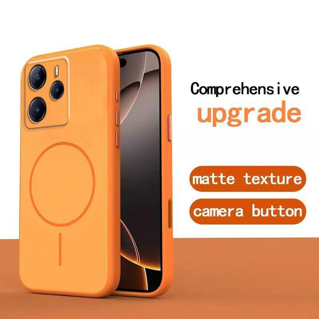 Однотонный матовый чехол из ТПУ для Xiaomi Redmi Note 14 5G 4G с декоративным принтом кольца в стиле MagSafe