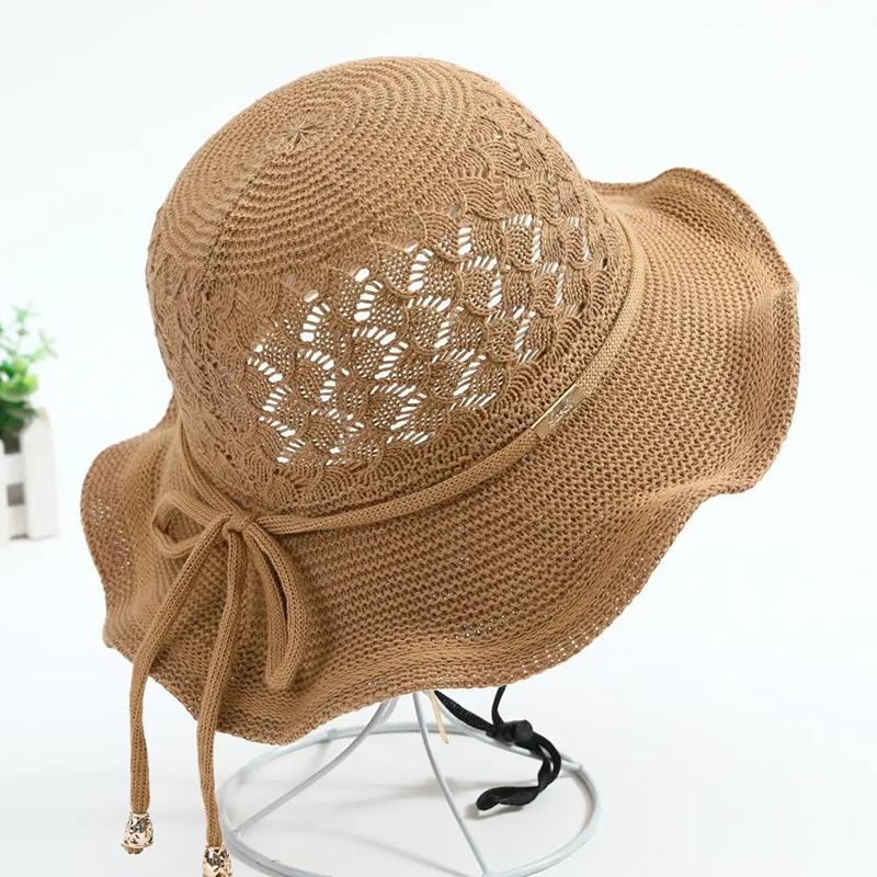 WTEMPO Women Summer Sun Hatd Simple Solid Color Bow Shading Hats Foldable Sunscreen Vacation Versatile Cool Hats
