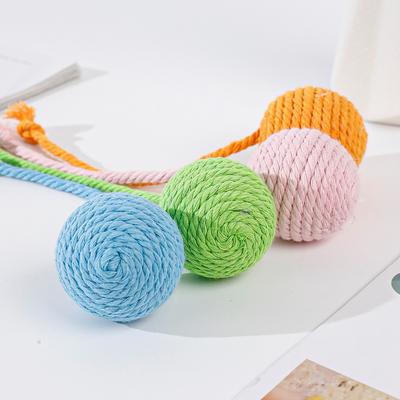 Игрушка для питомца из хлопковой веревки, хлопковый веревочный мяч с хвостом Caron, игрушка для кошки смешанного цвета, игрушка для чистки зубов кошки
