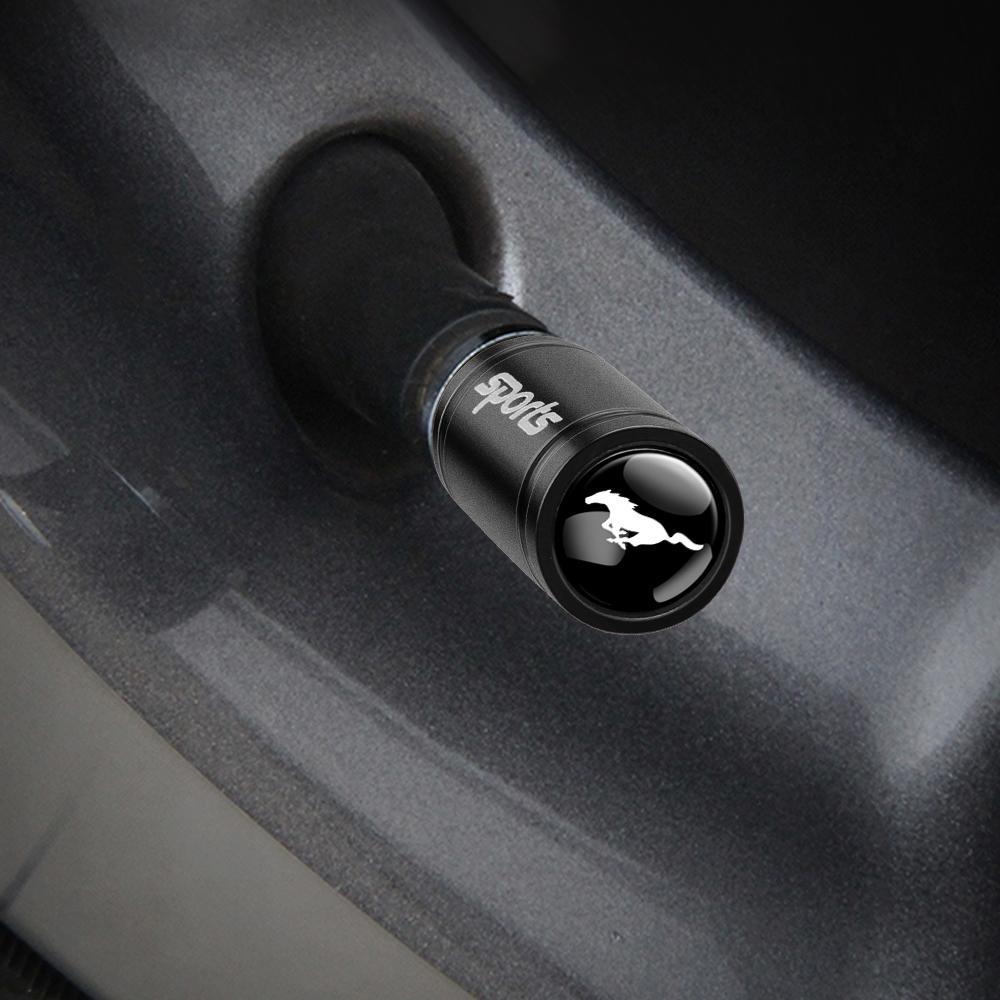 4pcs Car Styling Wheel Tire Valve Air Stem Cap Badge Decoration For Mustang Ranger Focus Kuga Fusion Mondeo Esco Fiesta