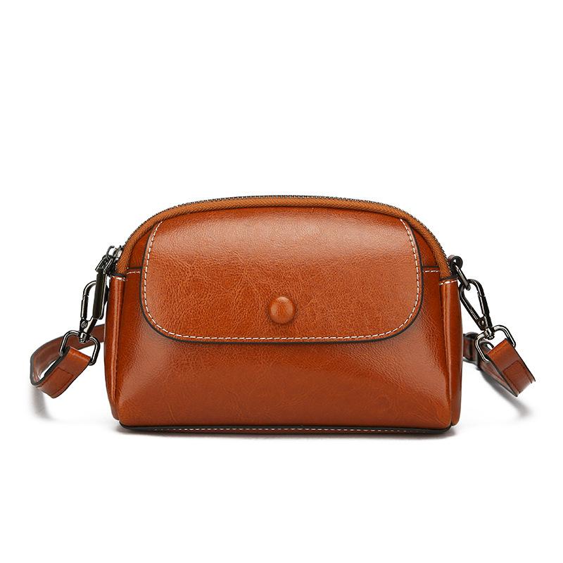 Винтажный кожаный кошелек Crossbody в стиле Oil Waxed - квадратный мини-кошелек через плечо (Многофункциональная женская сумка для поездок на работу из натуральной кожи)