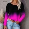 3D Tie-Dye Graphic Женские повседневные футболки весна-осень с длинным рукавом и градиентным принтом в уличном стиле Женские футболки 6XL Большие размеры Топы