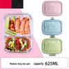 ZISIZ 1020ML 2-Compartment Glass Food Storage Container (2-Piece Set)
