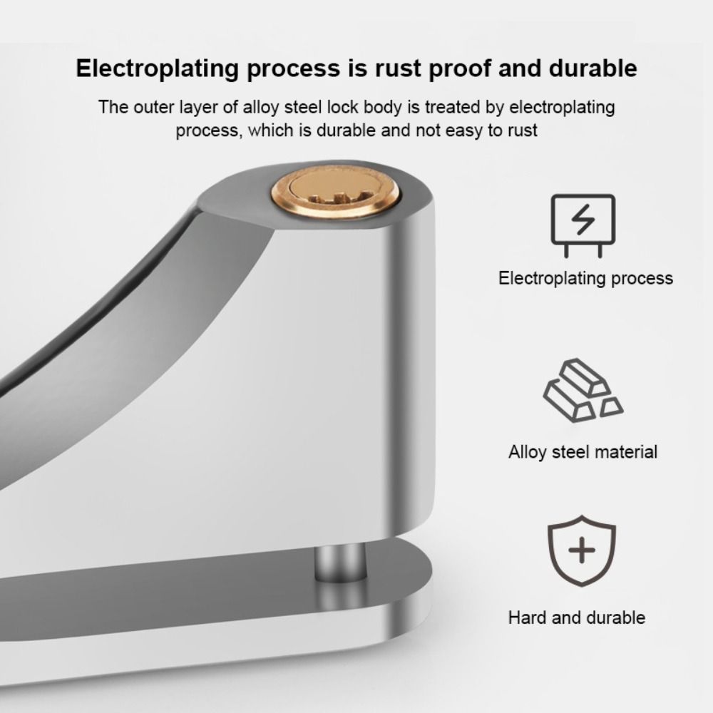 Silver Motorcycle Disc Brake Lock Anti-Theft Anti-theft Padlock Motorcycle/Scooter Moped/Motorbike