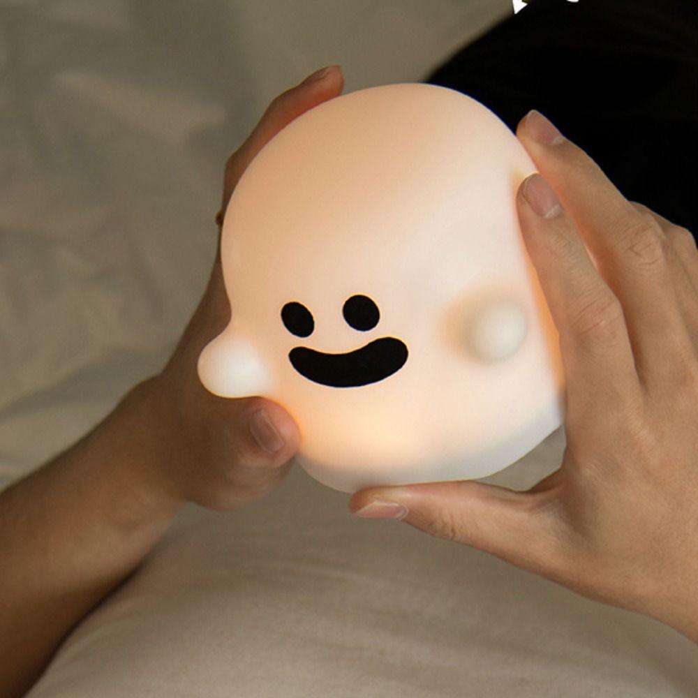 USB Rechargeable LED Night Light Silicone Atmosphere Table Lamp Ghost Cute Bedside Lamp Halloween