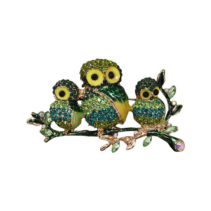Брошь в виде совы с бриллиантами, аксессуары для одежды, животное, птица, кристалл, корсаж, свитер, цветная куртка, аксессуары
