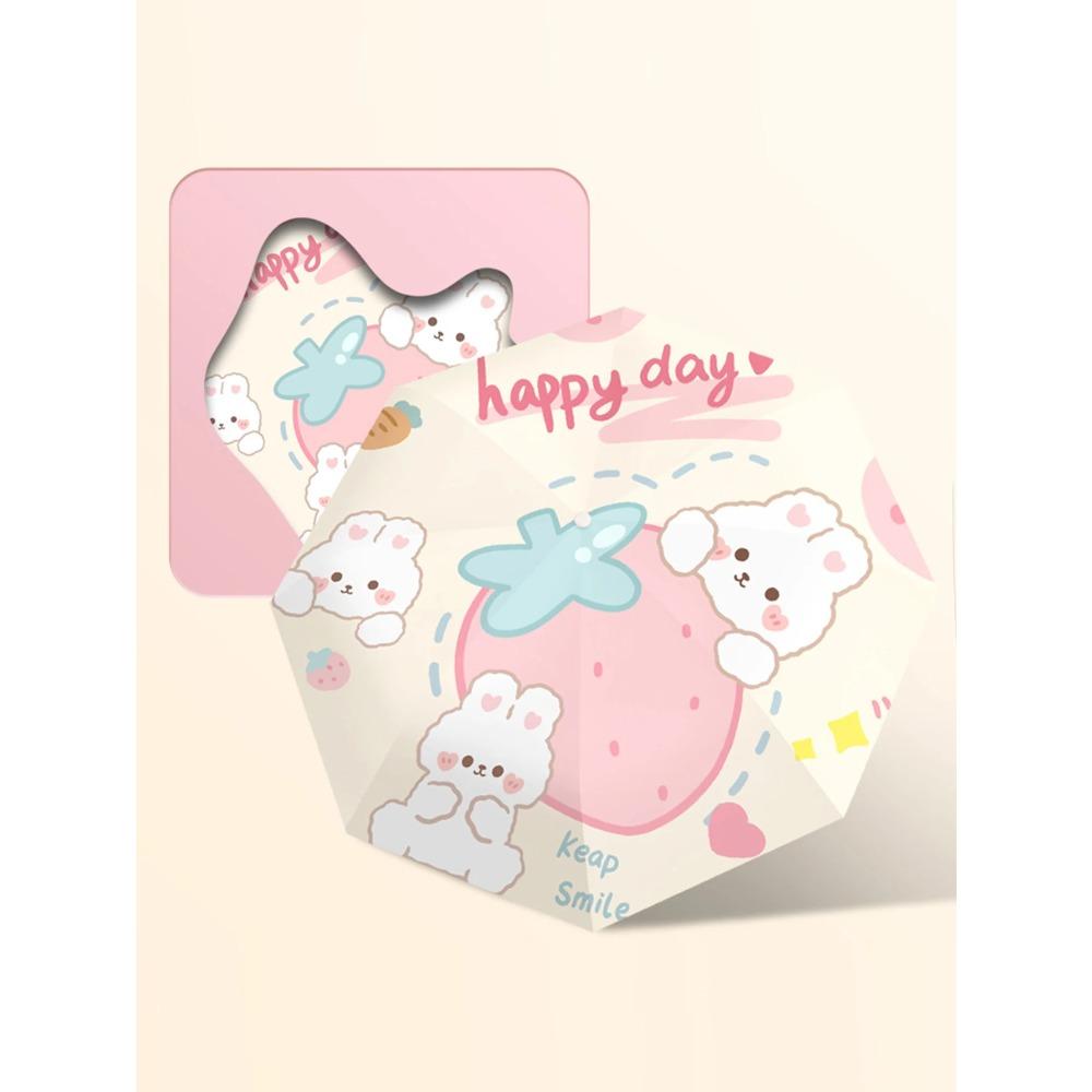 Cute Little Rabbit Fully Automatic Umbrella for Women, Sun Protection Umbrella, Sun and Rain Dual Use Umbrella, Mini Folding Umb