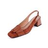 Fashion 2025 Retro Buckle Genuine Leather Sheep Suede Women Sandals Spring Summer High Heel Mature Dress Office Lady Pumps Shoes Woman