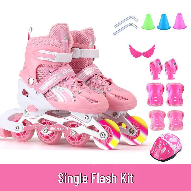 Регулируемый набор роликовых коньков с мигающими колесами для детей-начинающих