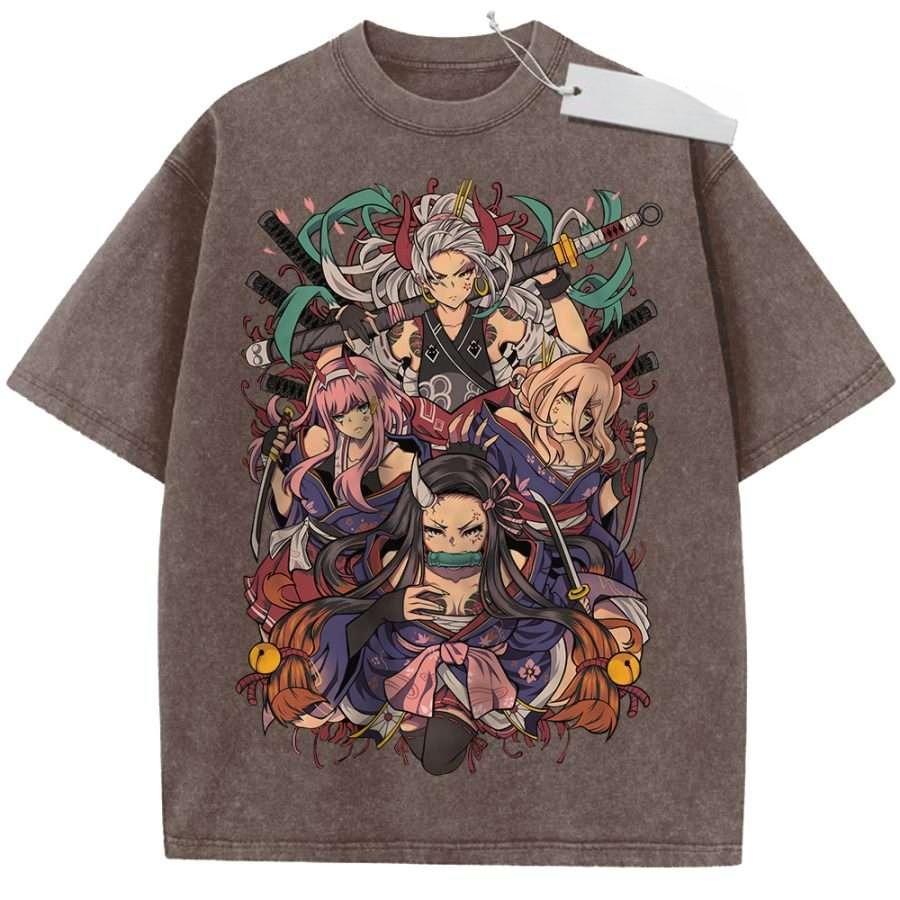 Unisex Washed Pink Vintage Tshirt One Piece Strong Women Warriors Highquality Fabric for Home Leisure Travel Shopping