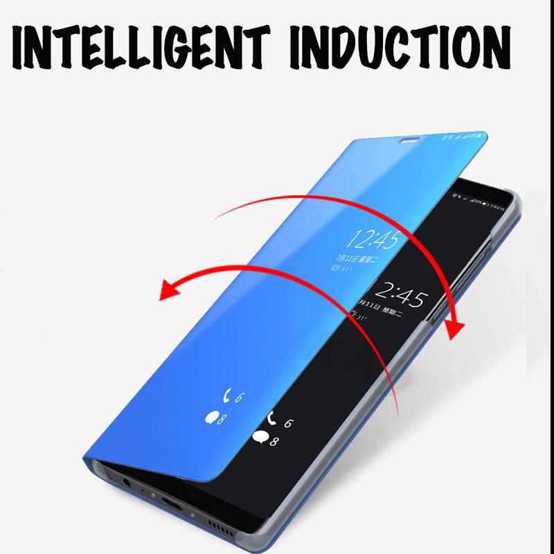 Роскошный S-View Mirror Flip Кожаный чехол для телефона с полным кронштейном для Huawei Samsung Xiaomi Redmi iPhone