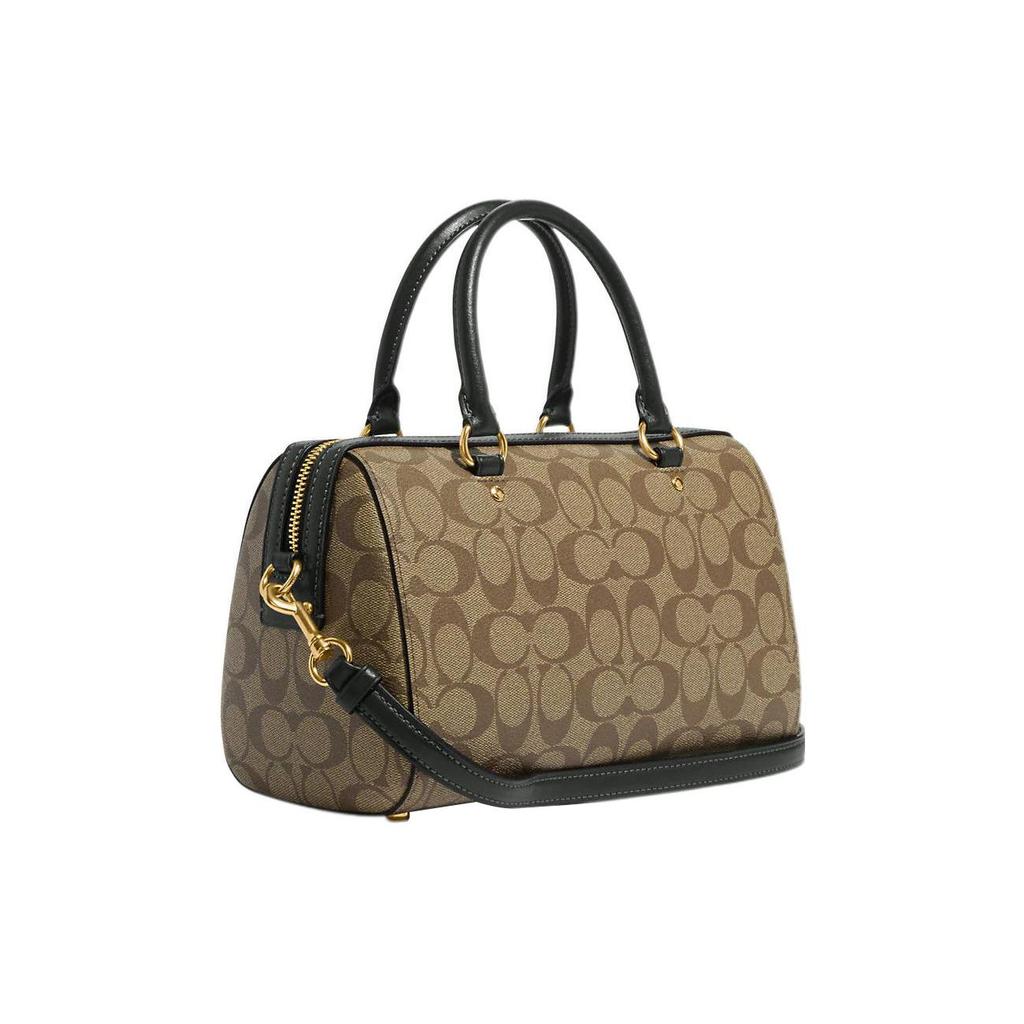 Coach Rowan 27 Classic Monogram Print Metal Horse And Carriage Logo Zipper Closure Coated Canvas And Smooth Leather Boston Bag 83607-IMRQE