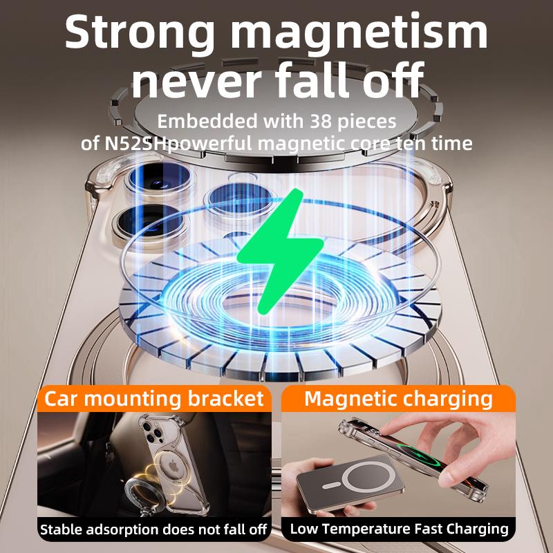 Магнитный металлический чехол для телефона iPhone 13 14 15 16 Pro Max с подставкой W-образной формы, держатель из алюминиевого сплава, безрамная охлаждающая оболочка