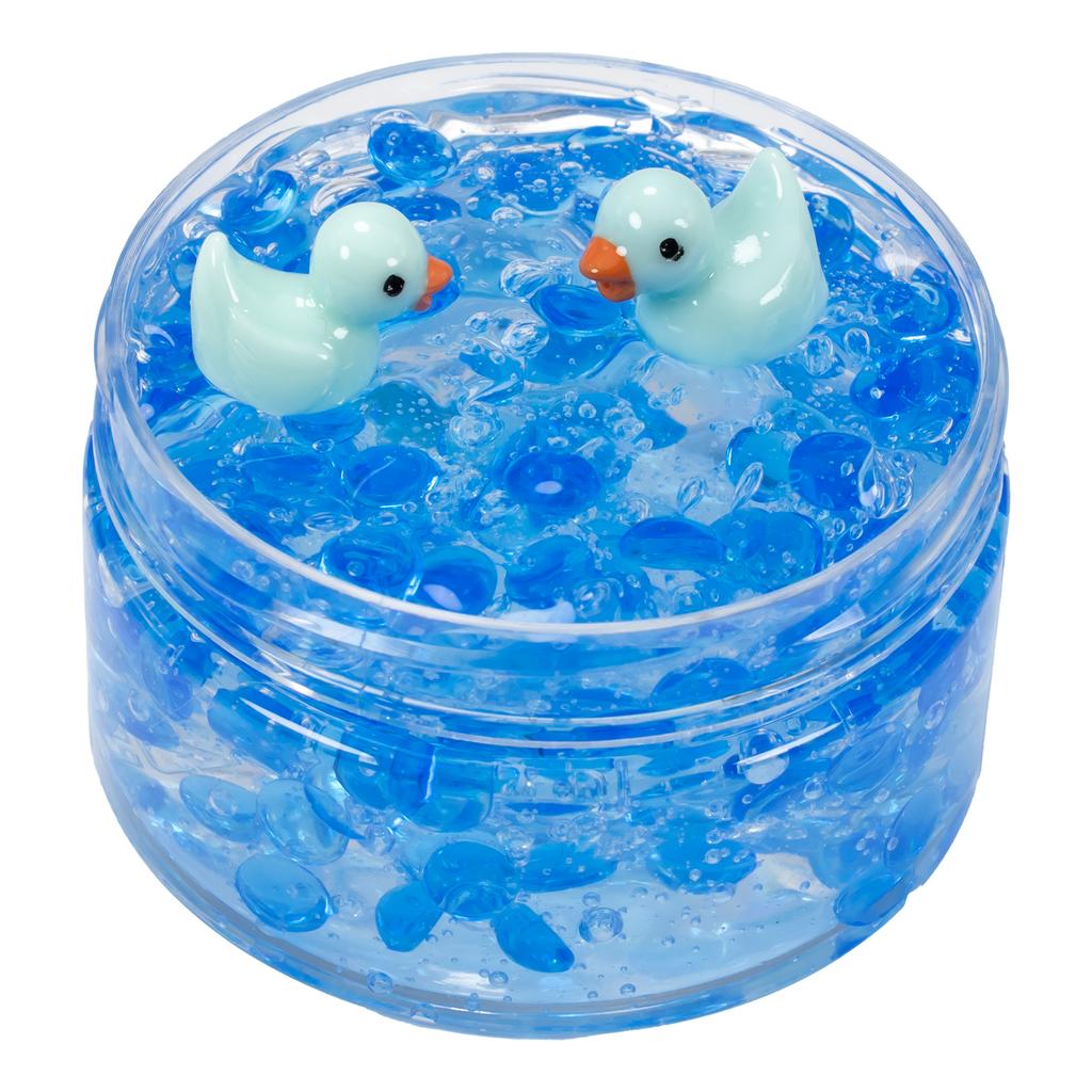 Набор Crystal Slime с прозрачными шариками, 120 мл, с подвесками-утками, Праздничный тянущийся нелипкий слайм, Новогодний подарок-антистресс для вечеринки