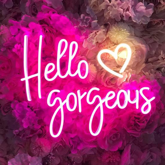 Hello Gorgeous Neon Sign LED Light Unique Shape Super Bright Energy-Saving USB Powered LED Light Sign Wall Art Decoration