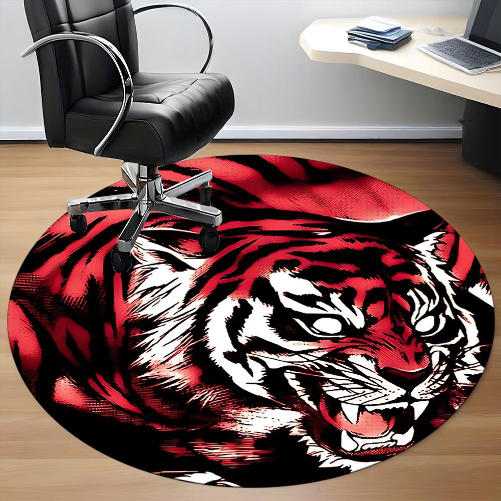 1pc Tiger Print Chair Carpet for Office, Soft Flannel Throw Mat, Perfect for Office,Holiday Party Decoration Choice yy251113090