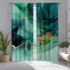 2pc Green jade marble print pattern curtains, polyester fabric machine washable, suitable for bedroom and living room decoration