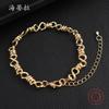 Luxury new irregular 8-character hip-hop bracelet, personalized hip-hop male and female couples punk metal bracelet