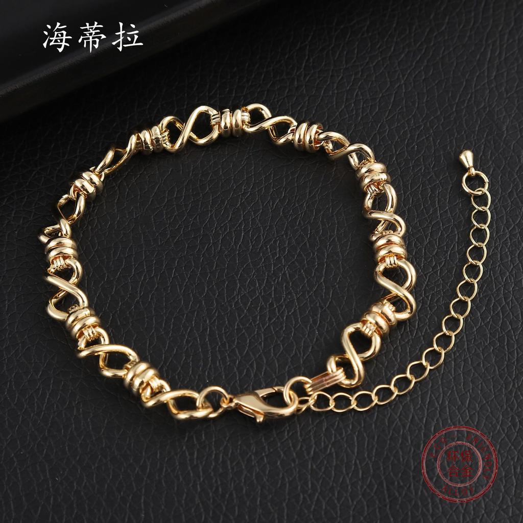Luxury new irregular 8-character hip-hop bracelet, personalized hip-hop male and female couples punk metal bracelet