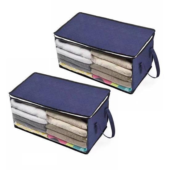 2 шт. сумки для хранения одеял с ручками, большая вместимость, прозрачное окно, дизайн одеял, одежда
