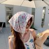 55Cm  Sweet Floral Print Small Square Scarf For Women Girl Cute Soft Flower Scarf Hairband Headband Korean Hair Scarves