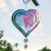 3D Love Heart Wind Spinner Decoration Indoor Outdoor Window Garden Yard Porch Colorful Metal Wind Chime Hanging