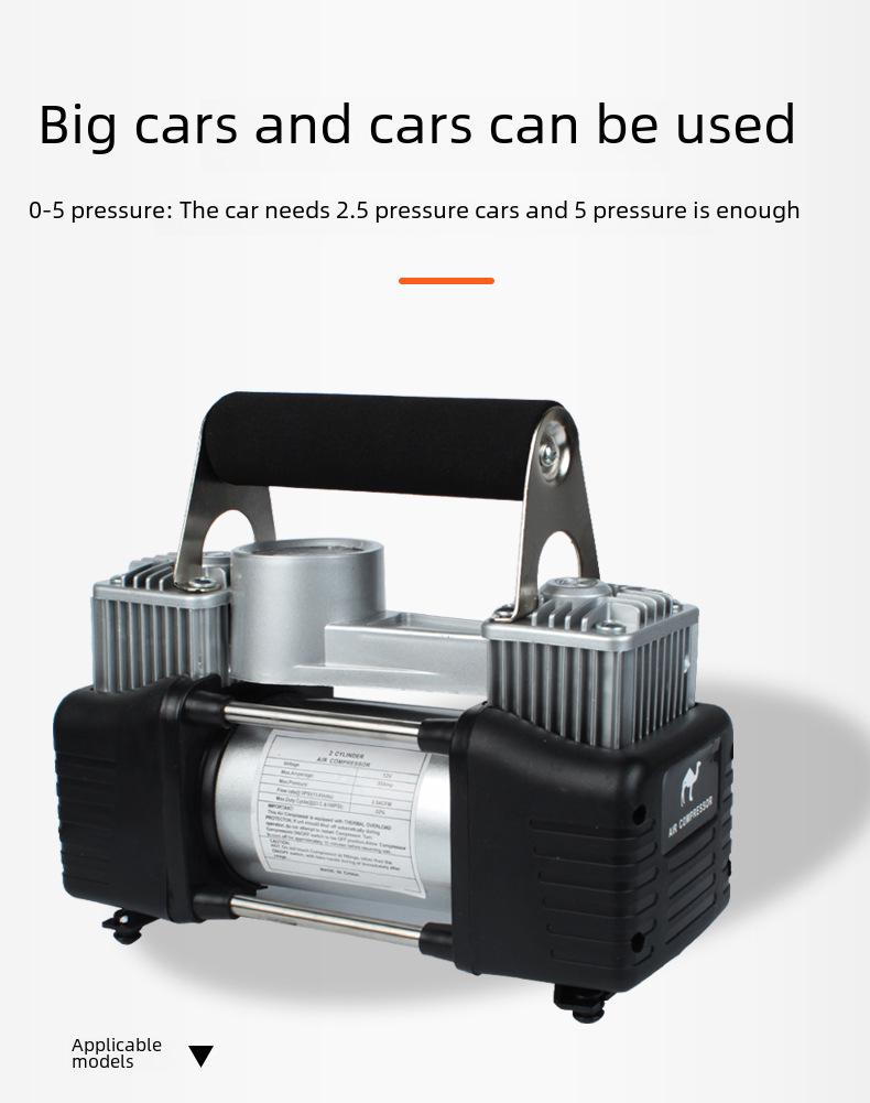 Портативный двухцилиндровый воздушный насос для транспортных средств 12 В/24 В