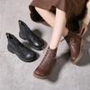 Big-headed Ankle Boots, Retro Leather Boots, High-top Women's Shoes