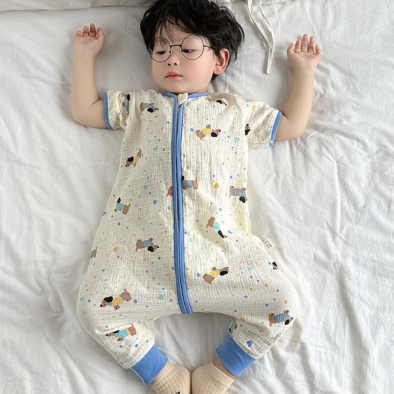 Cotton Baby Sleep Sack With Legs Short Sleeve Lightweight Sleepwear Toddlers 1-3 Years