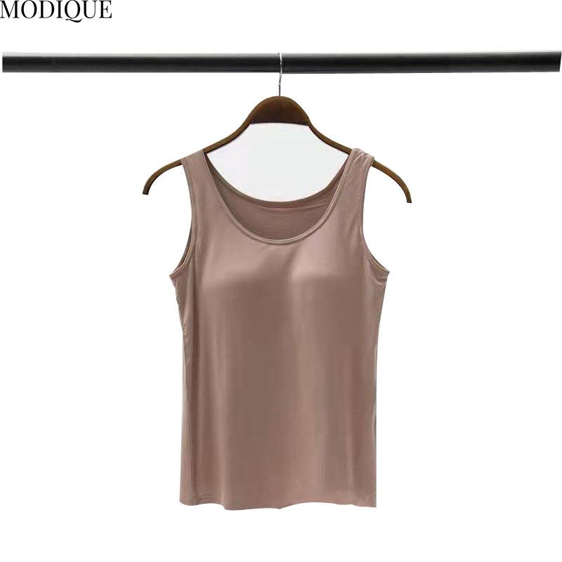 MODIQUE женская повседневная майка с подкладкой для груди без косточек жилет женская подтяжка майка основа большой размер майка нижнее белье