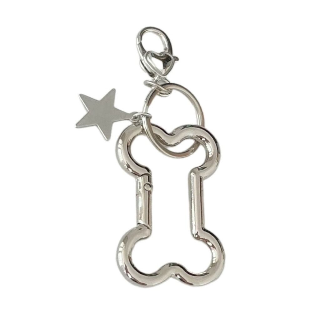 Goth Retro Star Bag Pendant Punk Cool Bone Shape Keyring Fashion Bone Keychain Backpack