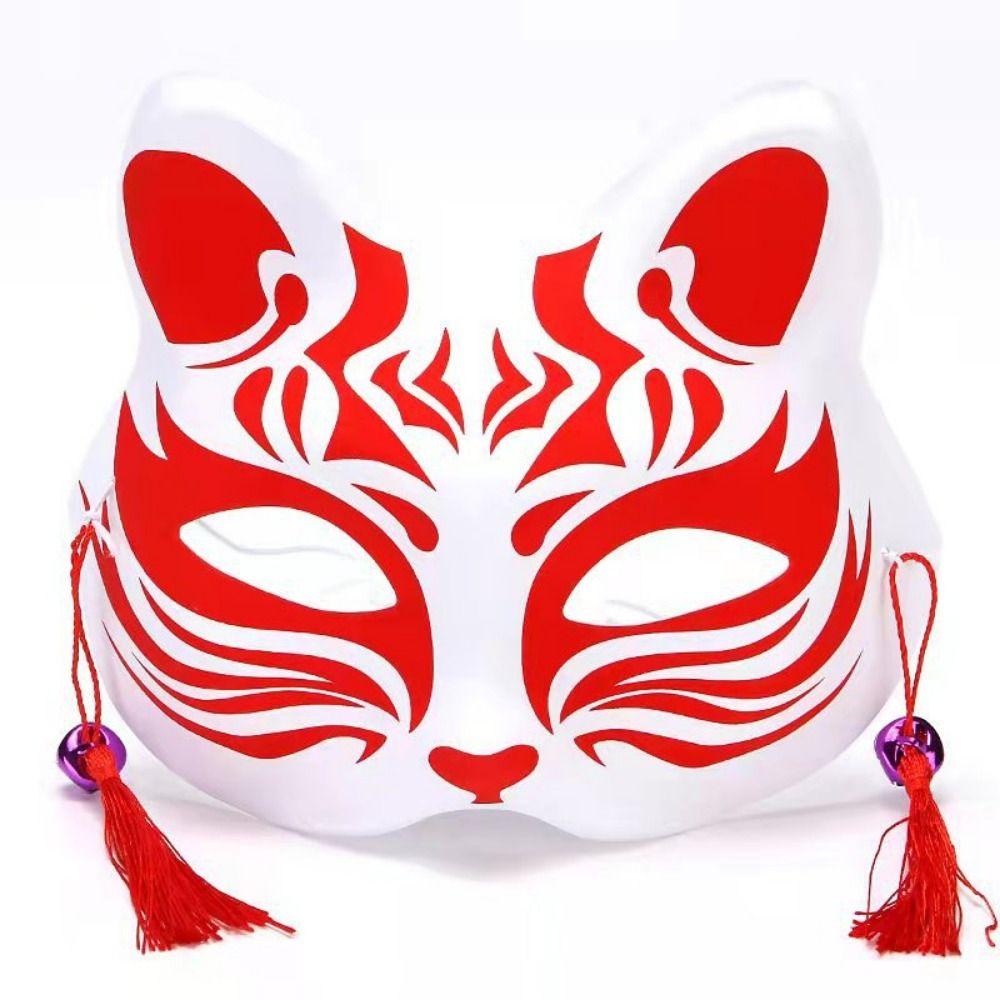 2Pcs Hand-Painted Party Props Japanese Anime Cosplay Accessories Portable Half Face Masks Festival