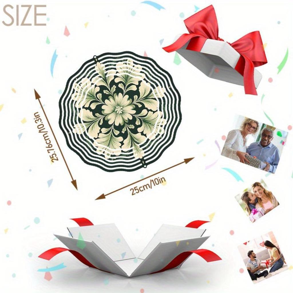 Lucky Clover Pattern Metal Wind Spinner Outdoor Decorative Kinetic Garden Art Hanging Wireless Wind Chime for Halloween Christmas