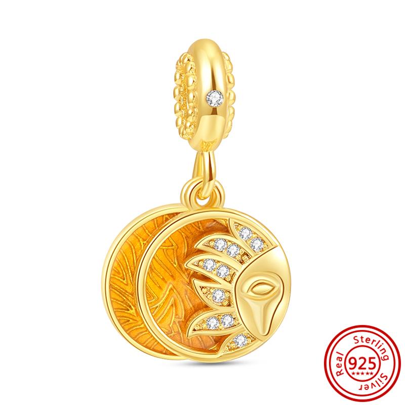 Новый 925 Серебряный Золотой Замок Ключ Пчела Солнечный Замок Красное Пламя Тонкие Бусины Подходит Оригинальный 925 Браслет Подвески DIY Изготовление Ювелирных Изделий